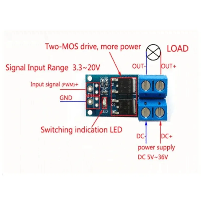 2024 15A 400W MOS FET TRIGH CURTERT MODULE DU MODULE DE RÉGULATEUR PWM PANNEUX POUR ARDUINO POUR ARDUINO MOS FET MODULE