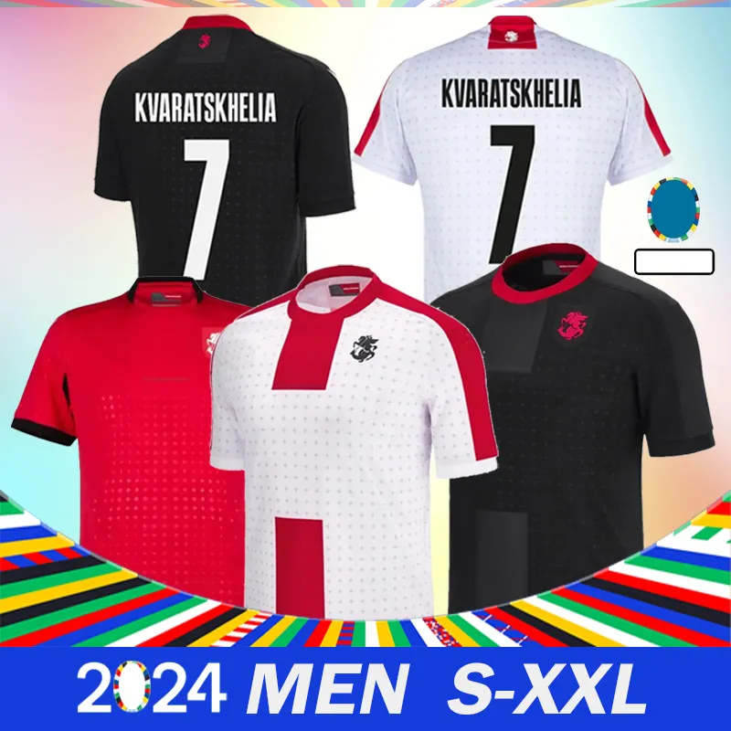 Nieuwe Georgias voetbalshirts 2024 Euro Cup Georgia Home Away Soccer Jersey Kvaratskhelia #7 Island Landen herenvoetbaltruien Chakvetadze Davitashvili