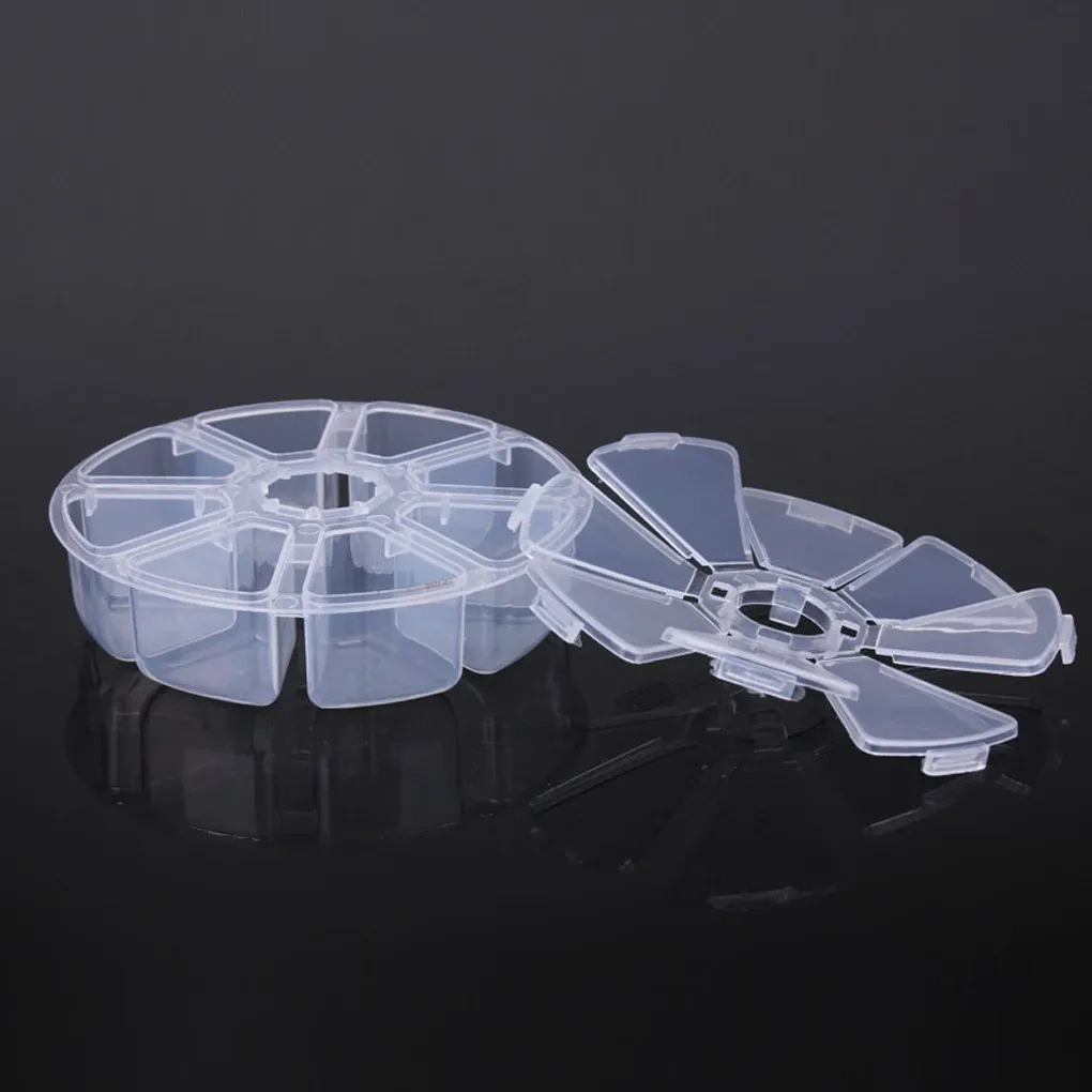 Useful Mini Plastic Round 8 Cell Compartment Pill Jewelry Organiser Container Storage Box case