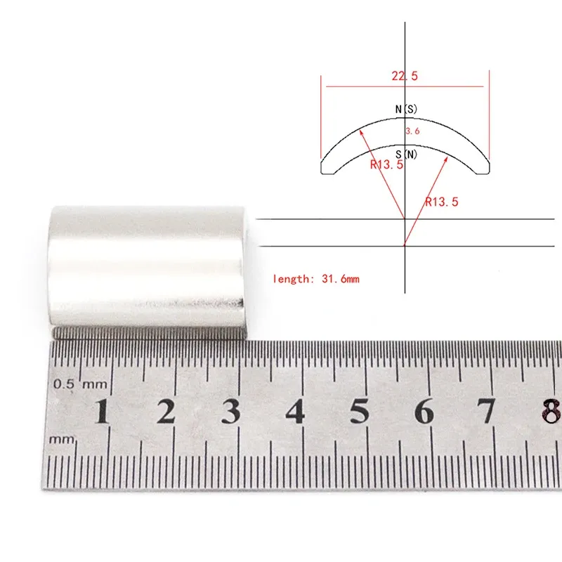 2PCS/Lot NDFEB Waterpijpfilter Boog Segment R13.5XW22.5XL31.6mm Neodymium Water verzachten magnetisch segment voor motor 460 of 480