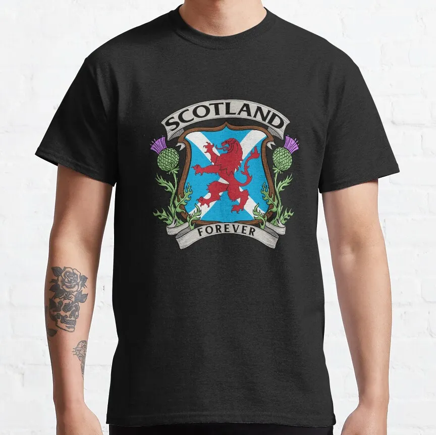 Schotland Forever, Scottish Lion, Flag and Crest T-Shirt Mens Cleren T-Shirt Men