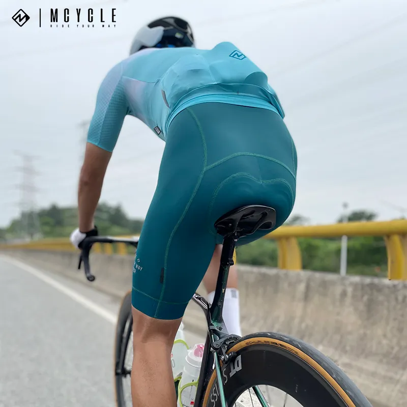 Fietsshirt met korte mouwen herenshirt fietsbroek Lange mouwen Fietskleding Triatlon Trainingspak voor heren MTB-fietsshirt (GroenWit-Lang, M