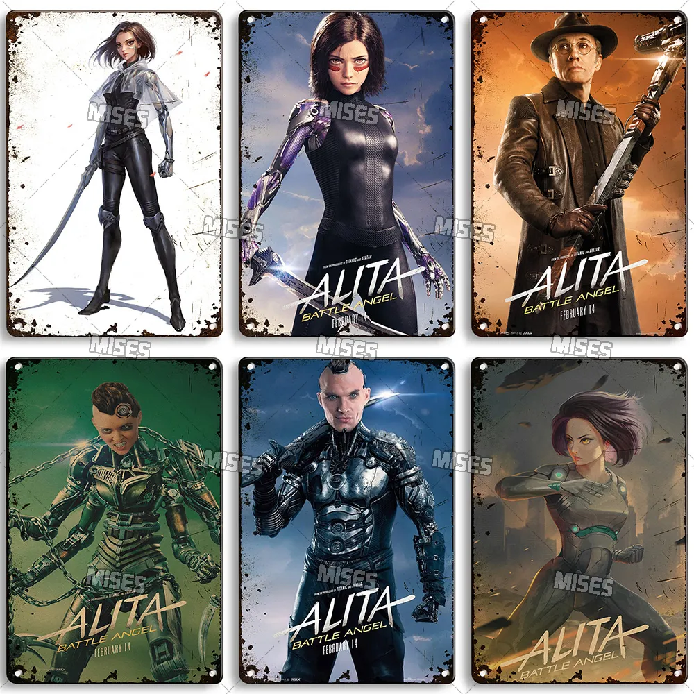 Mises 2019 Alita Battle Battle Angel Metal Sign Metal Plate nostálgica Placa decorativa retro Metal Poster Pub Studio Club Retro Metal Placa