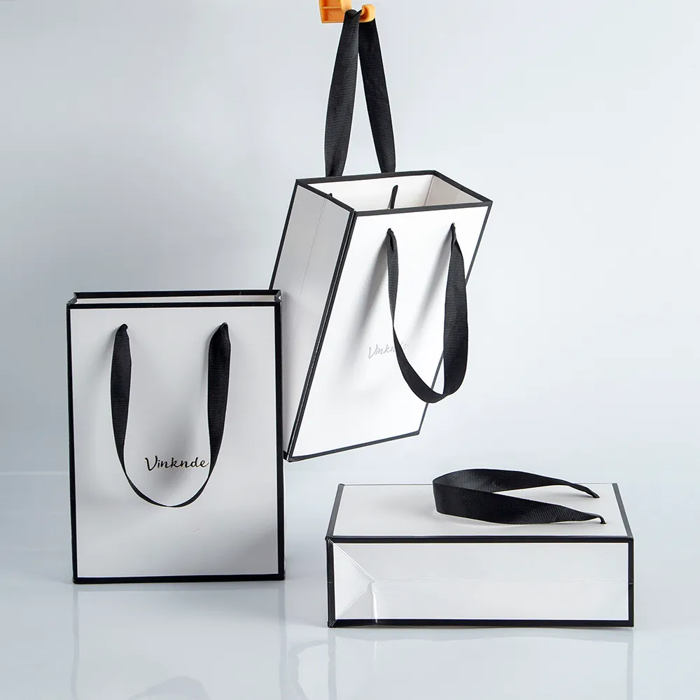 Sacchetti Regalo Di Carta Bianca Da 24 Pacchetti Con Manici Logo