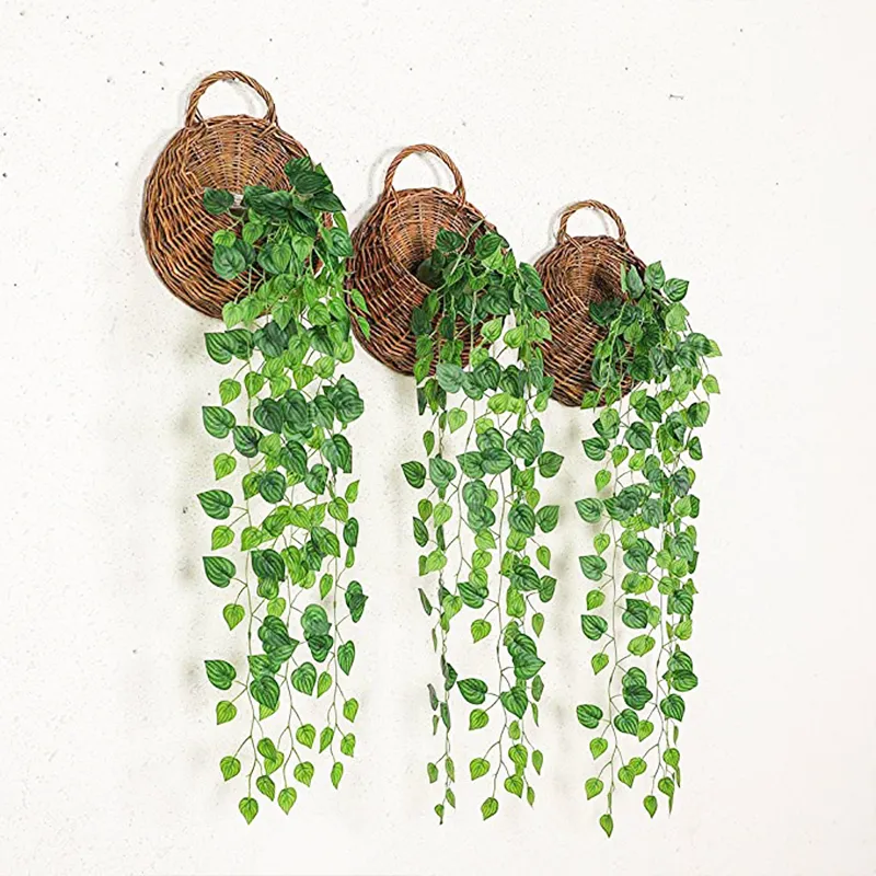 Plantas penduradas com cesta artificial Plantas penduradas videira folhas falsas Greeny para casa de jardim de jardim de casamentos Garland na decoração fora da decoração