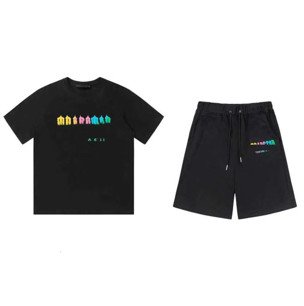 Heren Trapstar T -shirt Set Letter Borduurd Tracksuit Korte Mouw Pluche Shorts Advanced Design 6918ess