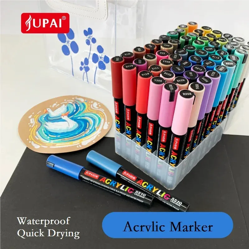 JUPAI 5510-12/24/36/48/60 kleurrijke advertentie schilderij briefpapier keramische glazen doek graffiti waterdichte acryl marker pen 240328