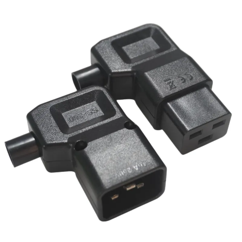 90 Degree Power Plug Adapter IEC320 C19 To C20 Electrical Power Cable ...
