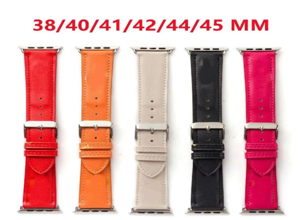 Lämplig för Designer H -version Watch Bands Iwatch Strap 38404244mm Högkvalitativ läderhändelse1467223