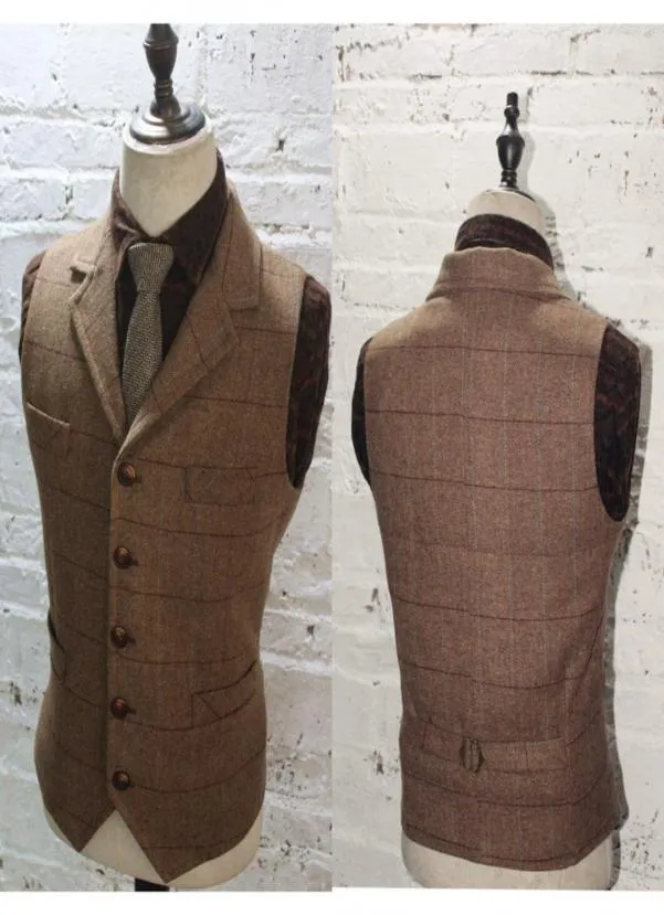 2020 MEN039S ullpläde brudgummen västar brudgummen Vest Tweed Business kostym Jacka formell brudgum039s bär kostym Men039s Wedding 3213932