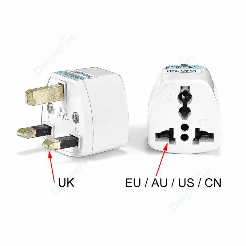 ANRANK 2-Pack Universal Travel Plug Adapter – Converts EU/US/AU Plugs To UK 3-Pin Socket
