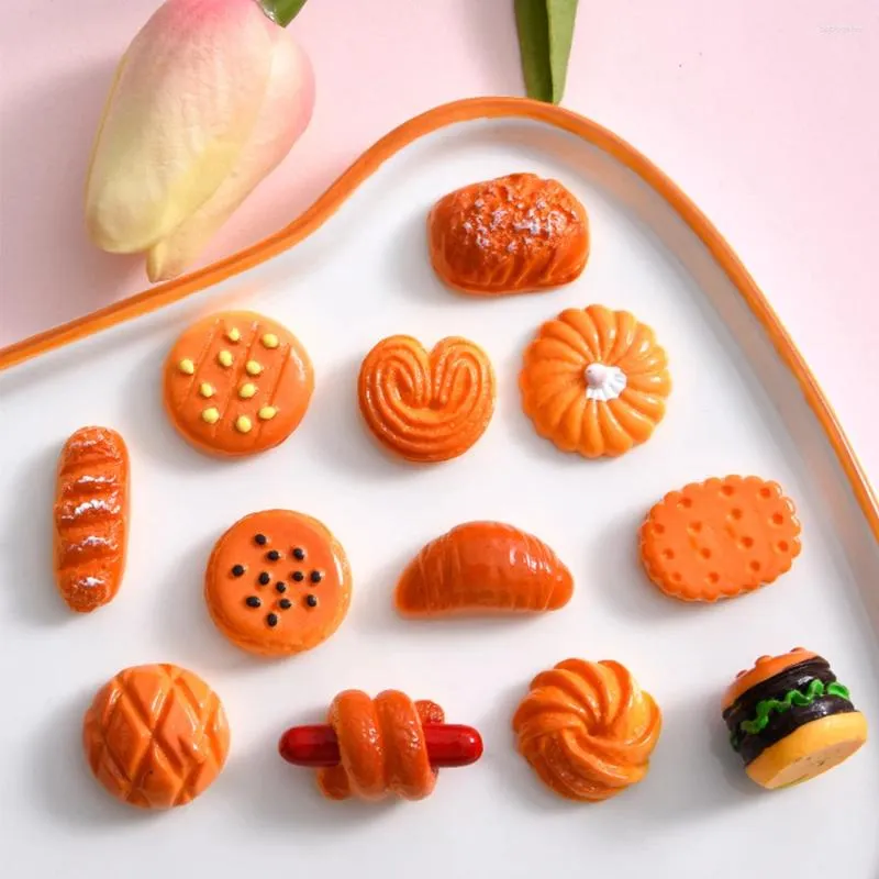 Figurines décoratives 10pcs pain burger series résine arrière cabochons pour épingle à cheveux scrapbooking bricolage bijoux artisanat accessoires