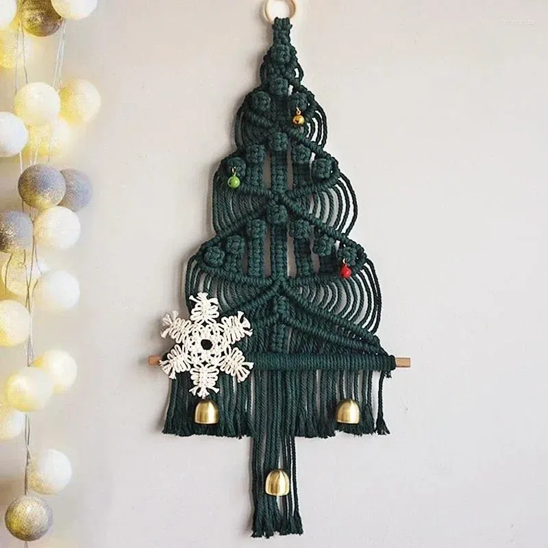 Wandteppiche 2024 Stürmische Makrame Weihnachtsbaum Wand Hanging Wandteppich handgewebt Boho Kinder Böhmische Dekoration Lebendige Geschenke Zimmer Baby für Dekor