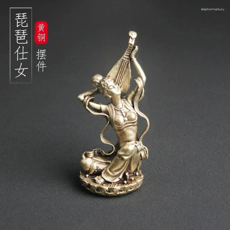 Halsband örhängen set mässing Dunhuang Flying Bronze Statue Desktop Ornaments Bounce pipa damer China-chic hantverk