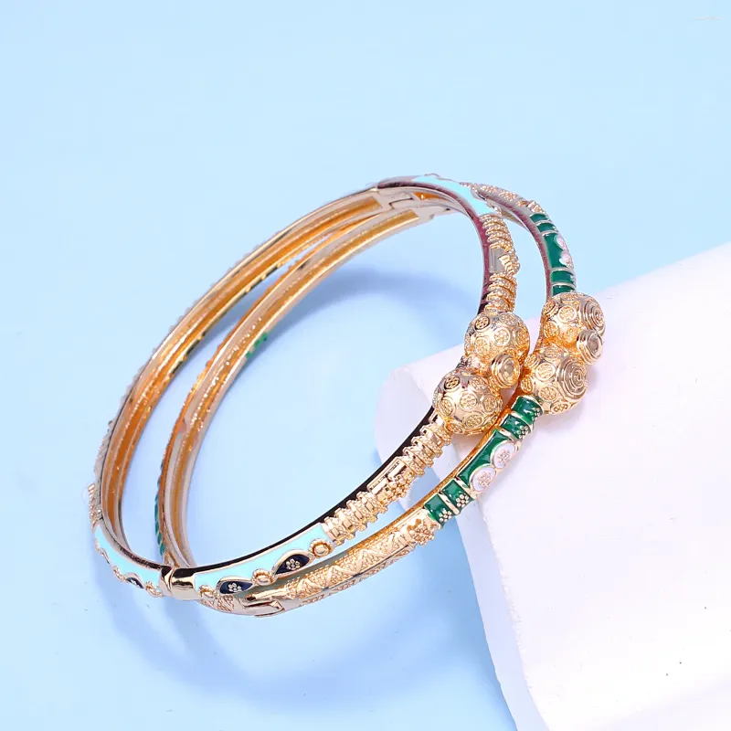 Bangle Copper Gold Plated Open Arabe Design Femmes Middle East Birdal Bijoux Bijoux de Luxe Femme