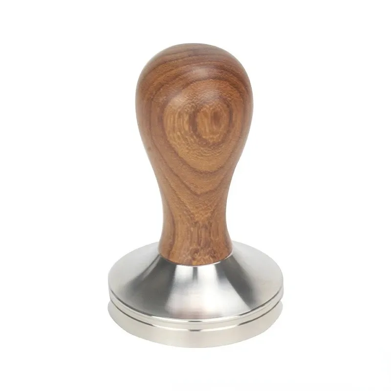 Food Grade 51/53/58mm Coffee Tamper Powder Hammer Pressing Wooden Handle Coffee Distributor for Coffee and Espresso Machine