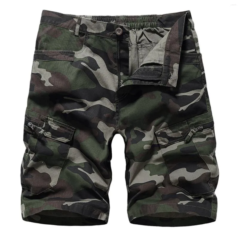 Shorts masculinos de camuflagem ao ar livre calças de ferramentas masculinas Modelo Moda Moda Casual Buckle Buckle Summer Zipper