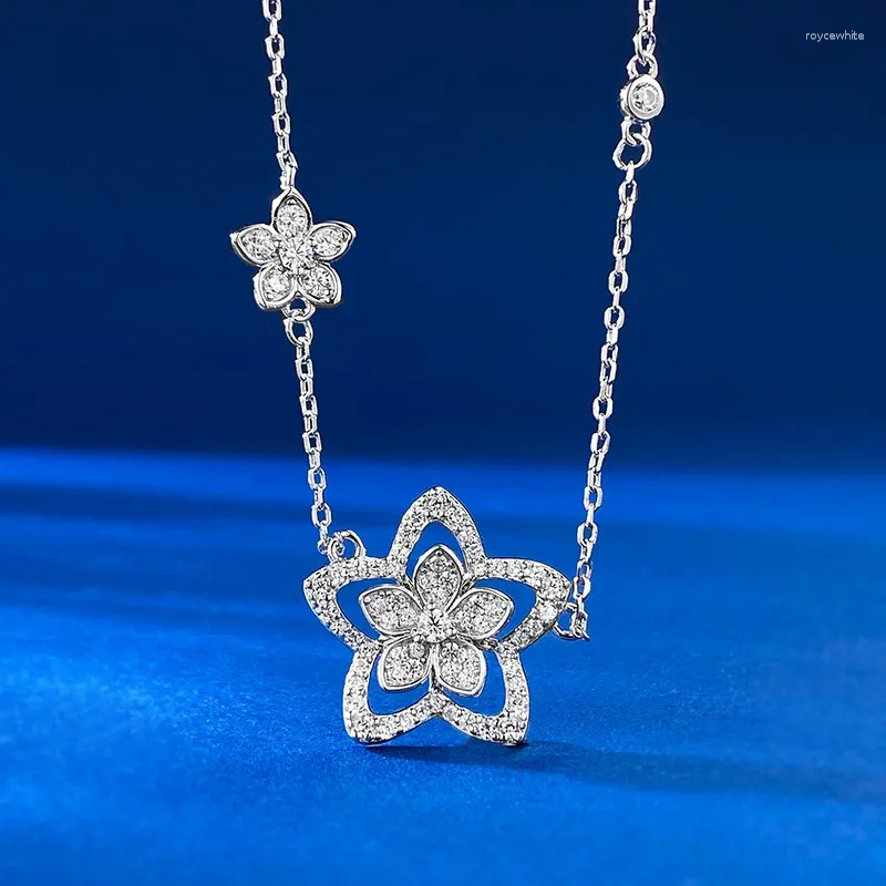Kedjor S925 Silver Five Petal Flower Necklace Women's Shaped Wild Small Pendant Wholesale