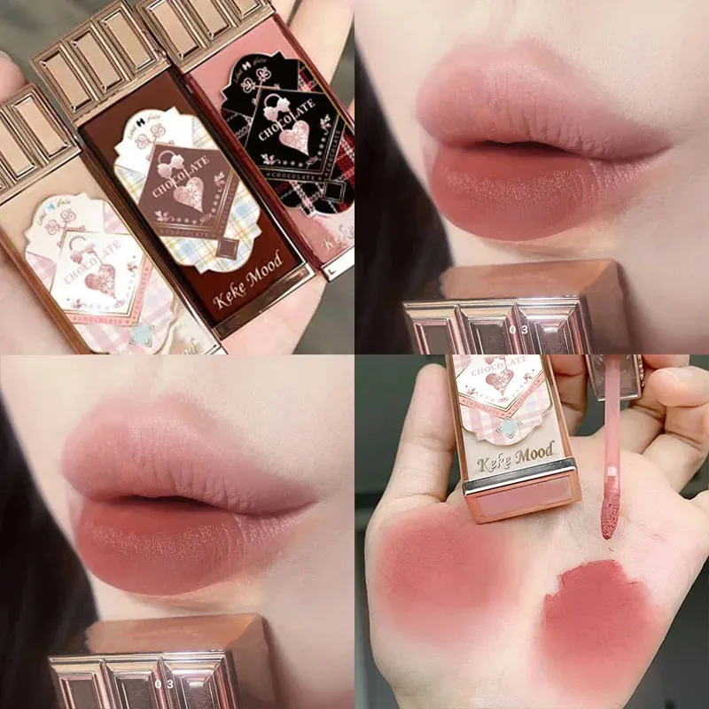 9 Farben Retro Red Lip Gloss Sweety Matte Liquid Lipstick Choccy Velvet Lip Schlamm dauerhafte nackte Lipglaze Rosa Lip Make -up Tint 240410