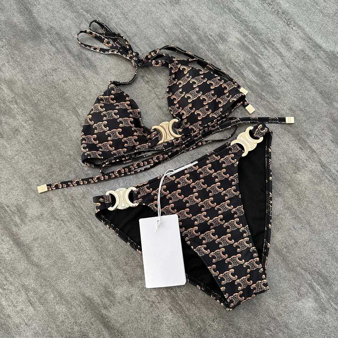 New Classics Designer CELbrand bikini Women Letters printing Lace up Bikinis Two-Piece split Swimsuits Classic Letters Swimwear Beach Luxury Bathing Suits