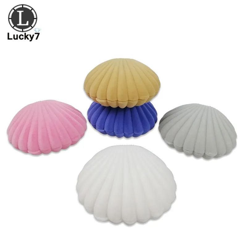 1 pièce Shell Forme Velvet Bague de bague de fiançailles de mariage pour boucles d'oreilles Bracelet Bijoux d'affichage Boîte cadeau