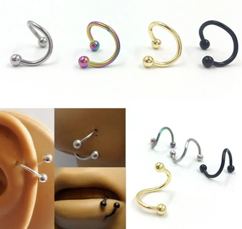 Nasenringe Stollen Mode Edelstahl Hufeisen gefälschter Ring C Clip Lip Piercing Stud Hoop für Frauen Männer Langhantel Drop Lieferung Je j Dhd7l