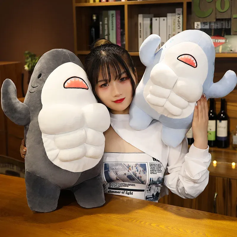 45 à 60 cm kawaii muscle drôle shark peluche jouet hug oreiller en peluche en peluche de requin en peluche poupée pour garçons fille