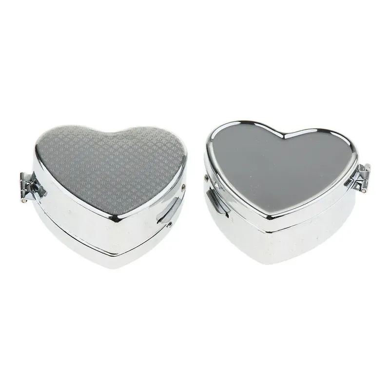 Heart Shaped Metal 2 Grid Pill Box boxes Organizer Medicine Container Case Jewellery Storage Pocket Portable Heart Shape