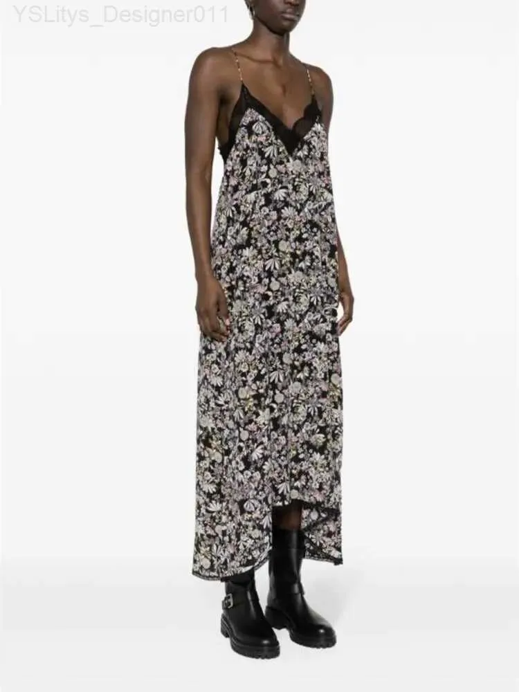 Urban Sexy sukienki damskie midi szata kwiatowy nadruk koronkowy patchwork z przodu i tylnej długości lato 2024 Szybka bez rękawów C240411