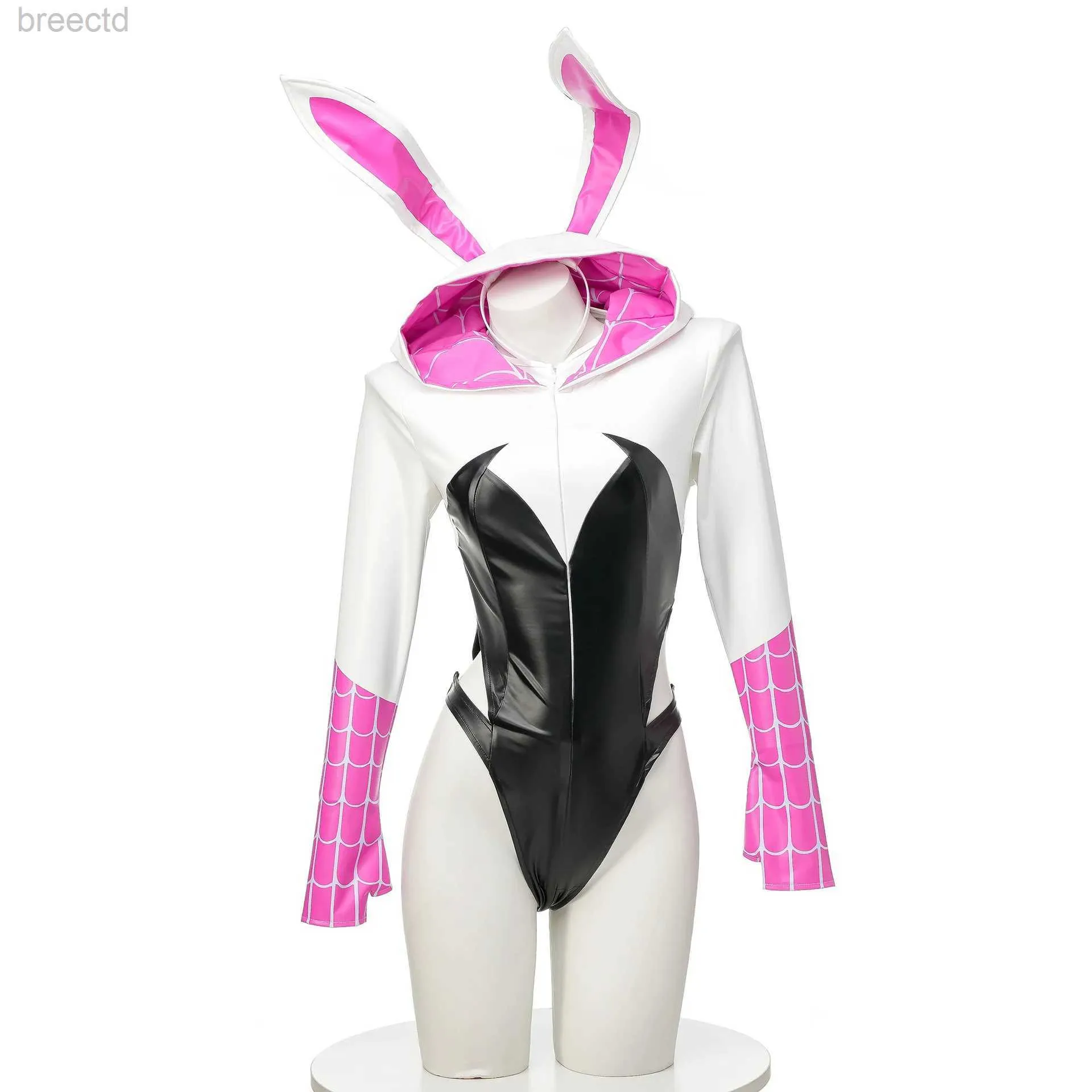 Costumi di anime Anime Gwen Bunny Girl Costume Women Women Sexy Wortless Body Sexy Rabbit Ears Uniform Abiti per feste Carnival Halloween 240411