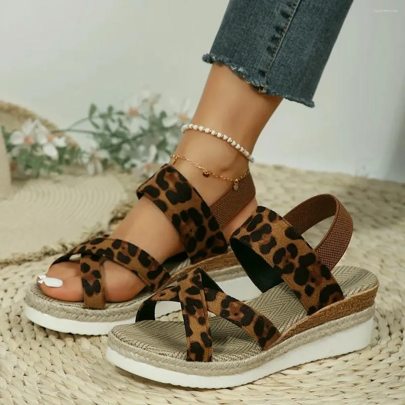 Scarpe eleganti estate zeppe di roma sandali designer leopardo piattaforma femminile