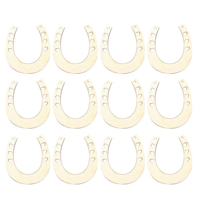 12pcs Wood Horseshoe Wooden Cutouts Craftsunfinished SliSicsPieces lascas de parede Horses em branco Discos Círculos