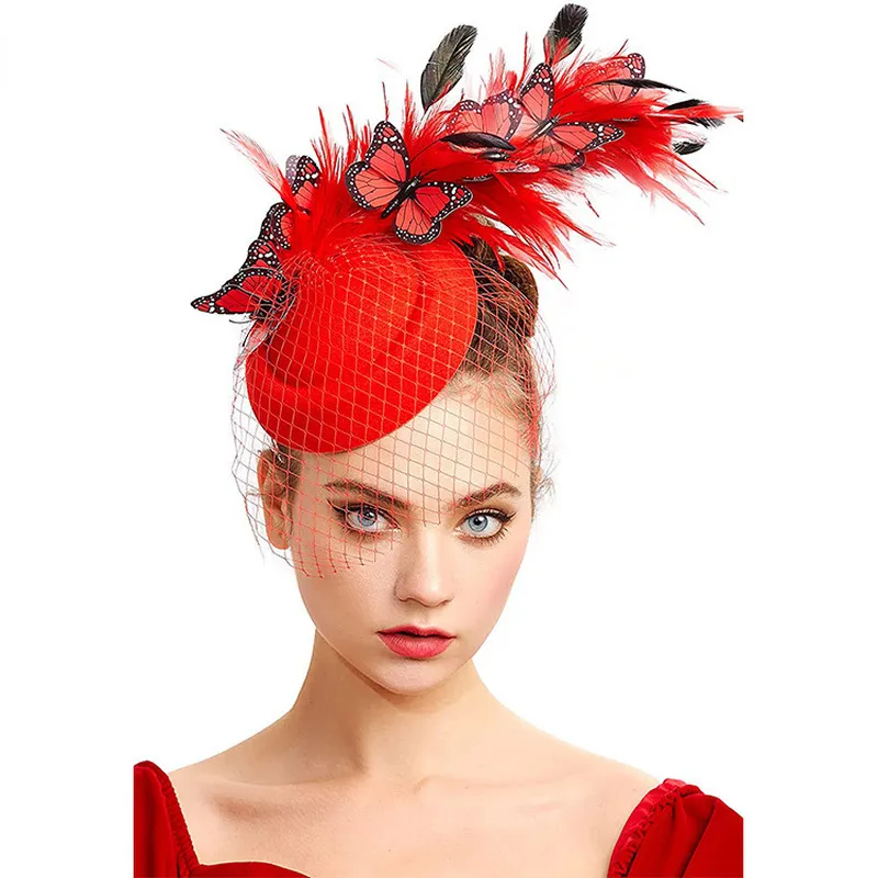 Feather Pillbox Fascinator Hat Detachable Clip Headband Tea Party Wedding Bride Amazon.com: Fascinators Hat ?eil Feather Fascinators Hair  main image 3