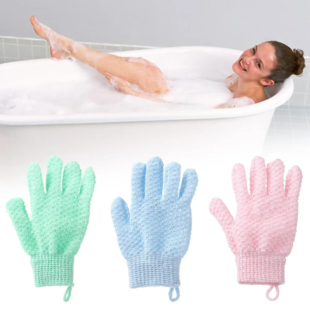 Cinq doigts de bain ménage gant gant serviette de douche élastique gants gants corporel exfoliator gants de nettoyage de bain à deux faces