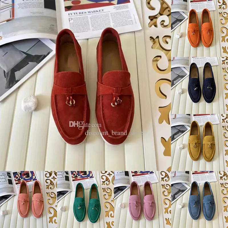 2024 Nieuwe damesjurkschoenen Loafer Loro Summer Charms Piana Walk Casual enkelschoen Men Mocassins Sandaal Loro Leer luxe designer Piano Flat Travel Sneaker