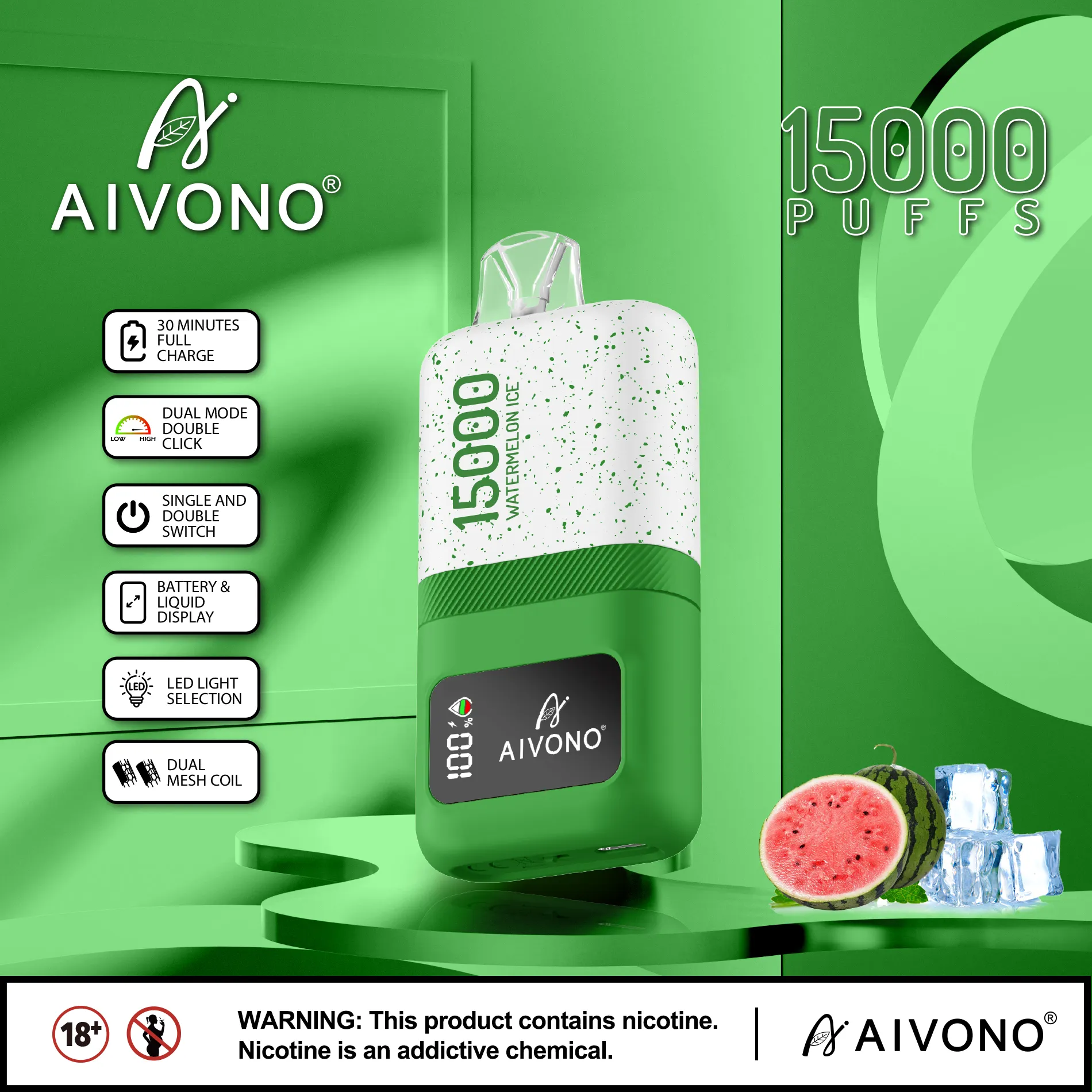 En gros Aivono AIM Magic 15000 15k Puffs Puffes Dispost Vape Pen Vapor E Cigarettes Rechargeable Type-C Mesh Coil Original Emballage 0% 2% 5% Écran intelligent Affichage E SIGS