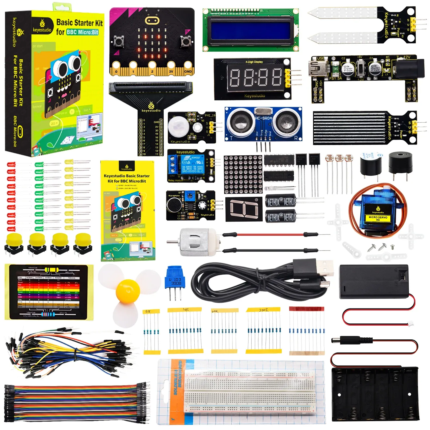 Keyestudio Microbit V2.2 Basic Starter Kit For BBC Micro:bit Kit STEM Programming Student Kit +Tutorial 38 Projects