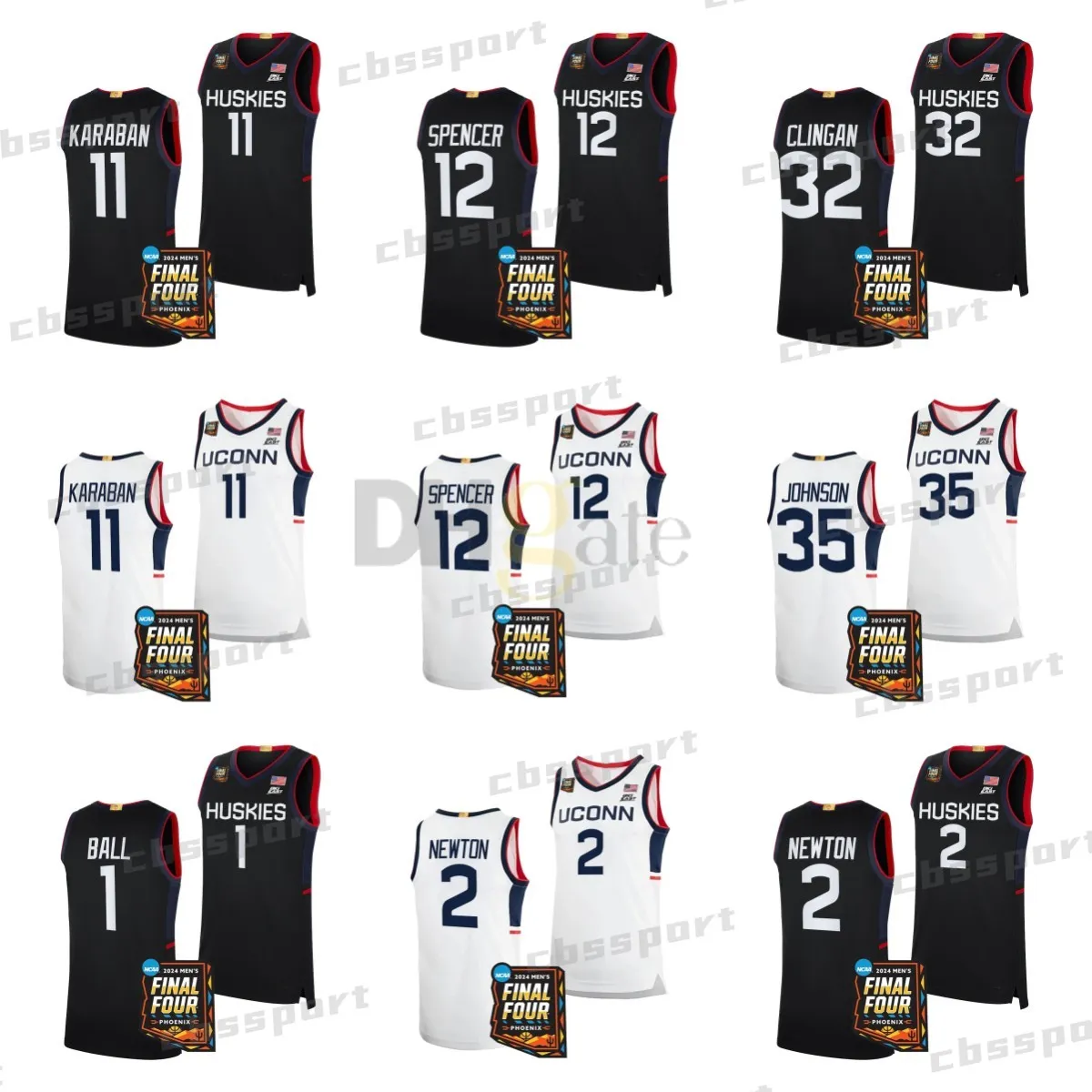 맞춤 NCAA UCONN HUSKIES COLLEGE JERSEY 2024 Final Four 4 패치 농구 대학 3 Jeremy Lamb 22 Rudy Gay 32 Richard Hamilton Ray Allen 34 Kemba Walker