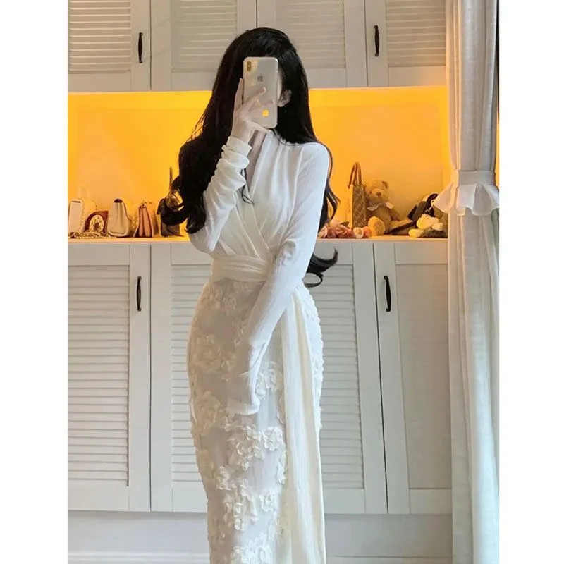 open lace back dress DRESS+ One-piece dress with sleeves for wedding receptions, weddings,