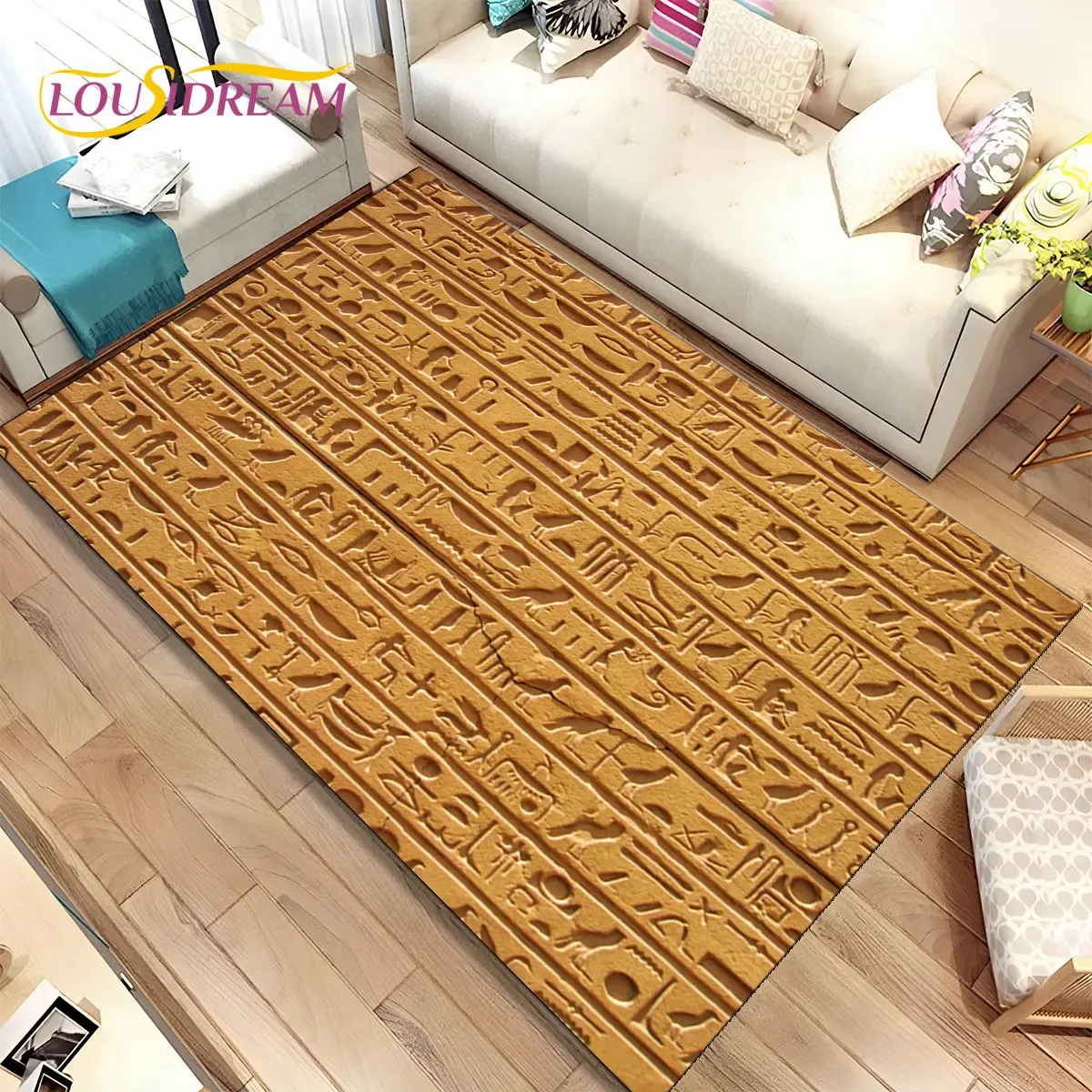 Ägyptische Mythologie Pharao Hieroglyphen Teppich, Teppich für Wohnzimmer Schlafzimmer Sofa Fußmatte Dekor, Kinder Nicht-Schlupfbodenmatte