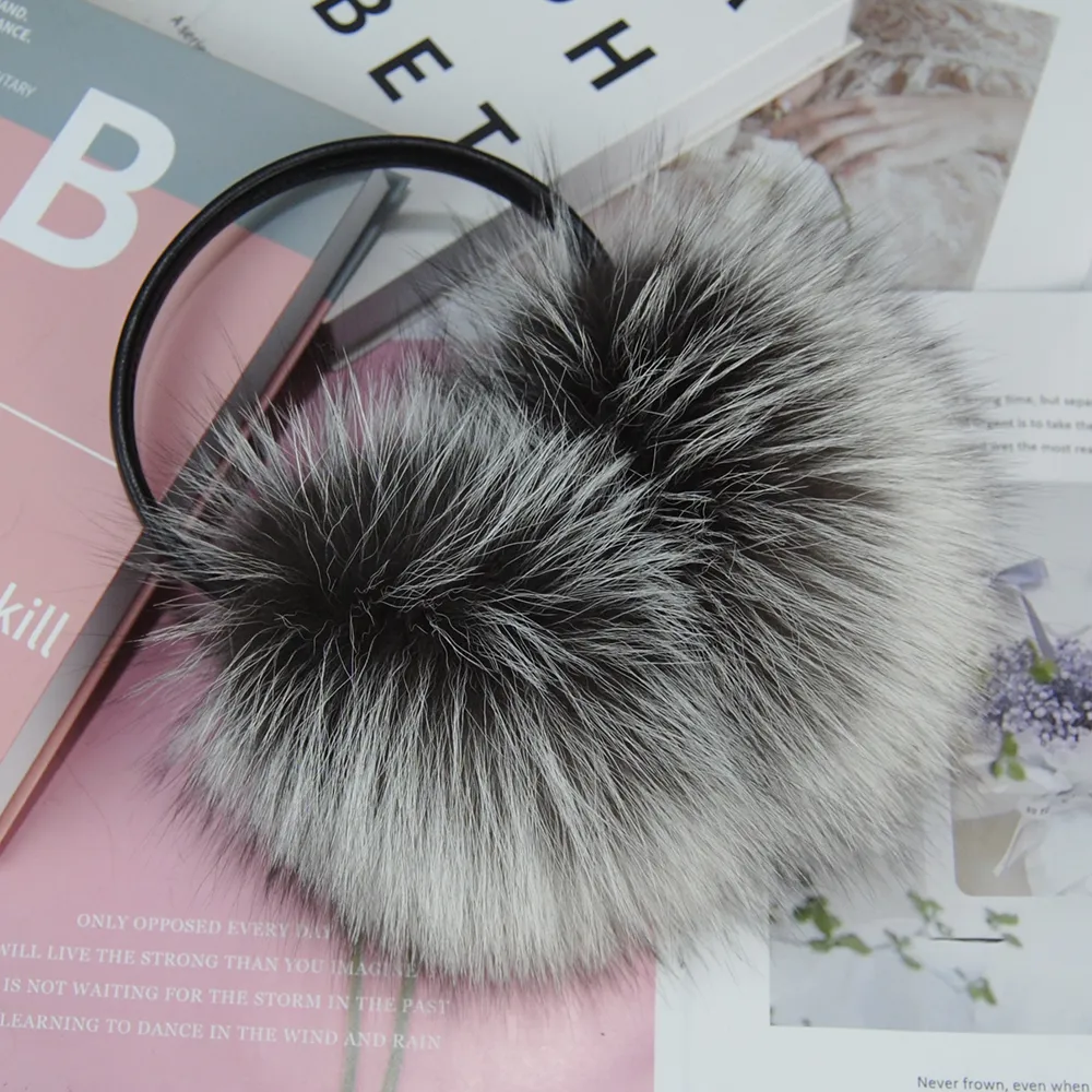 Luxury Ladies Real Fox Fur Earmuffs Winter Ultra Large Plush  display picture 1