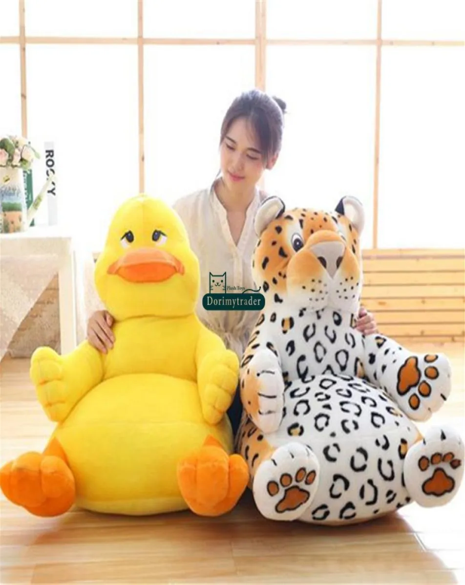 Dorimytrader Lovely Cartoon Duck Tiger Plush Kids Chair Cushion Mjuk fylld anime mini soffa djurdocka leksak baby gåva 60 cm x 60cm8869702