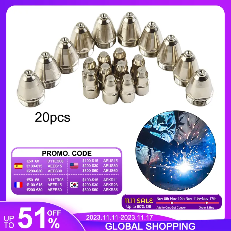 P-80 Plasma Cutter Consumables – Nozzle & Electrode Tips – 100-Piece Set For Smooth Cutting