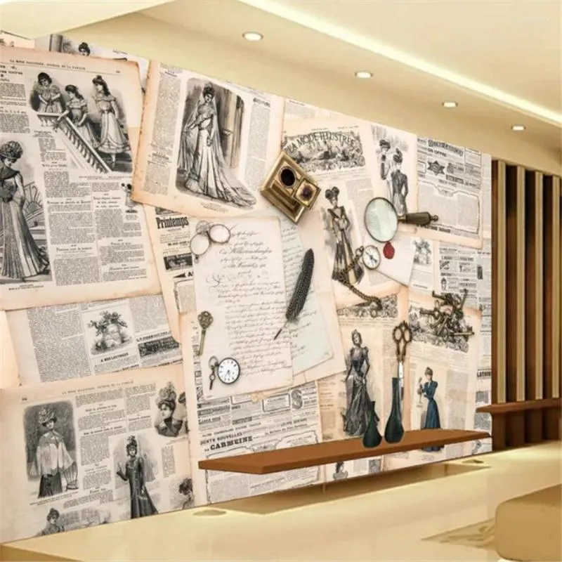 Papéis de parede Wellyu European Retro Espaper Papel de parede de fundo 3D Murais de Po Po Papel de parede nostálgico e americano