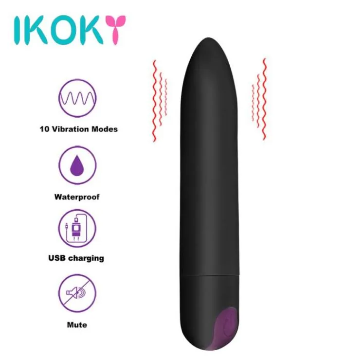 Ikoky Dildo Bullet Vibrators Stimulator стимулятор влагалищного массажер Сильная вибрация G точка Orgasm Sex Toys для женщин 10 Speed S1013040561