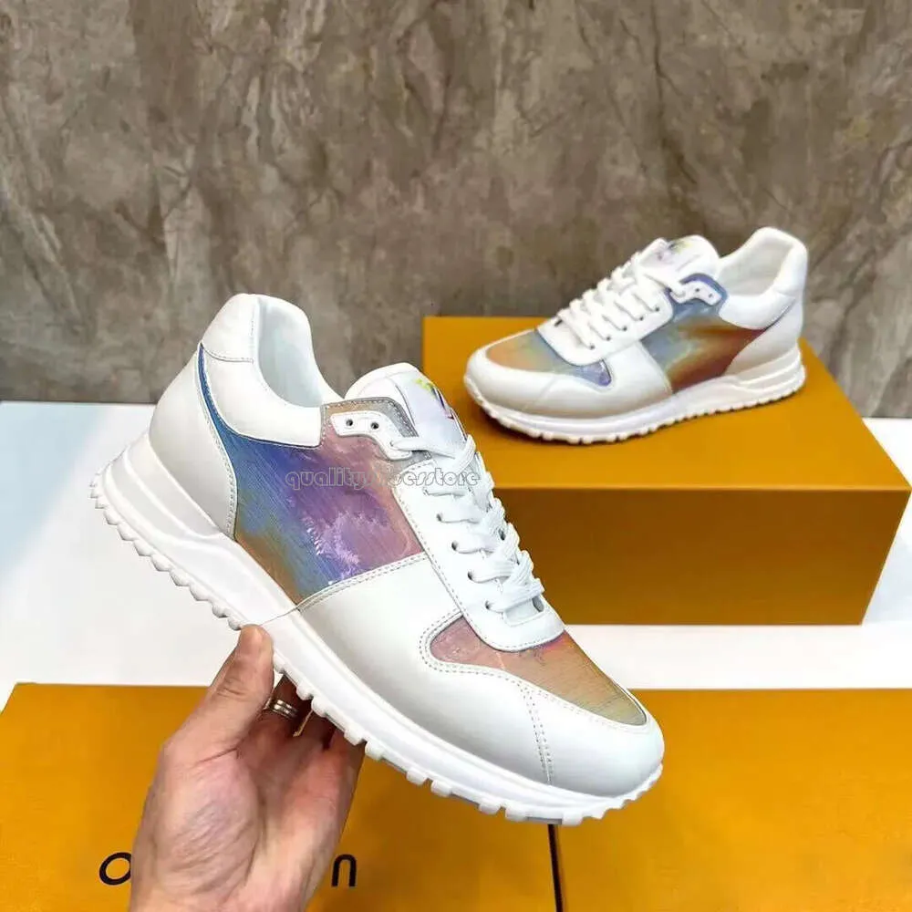 Nouveau créateur s'enfuir avec la mode de sneaker pour hommes réfléchissants en cuir multicolore monochromatique Plateforme de sneaker décontractée B22 Chaussures de jogging confortables