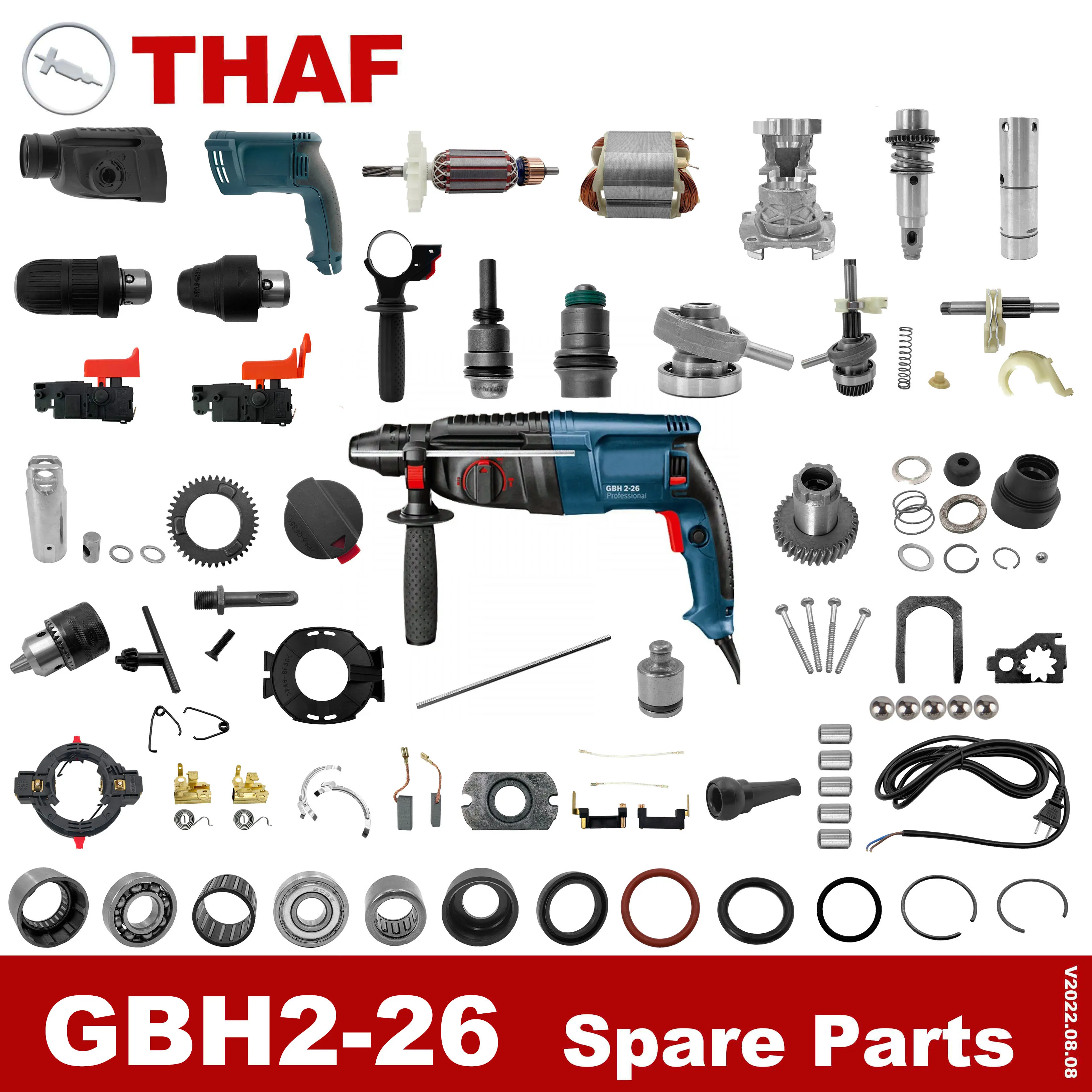 Straight Pin Din X5 Ersättningsdelar för Bosch Electric Rotary Hammer GBH2-26 A11