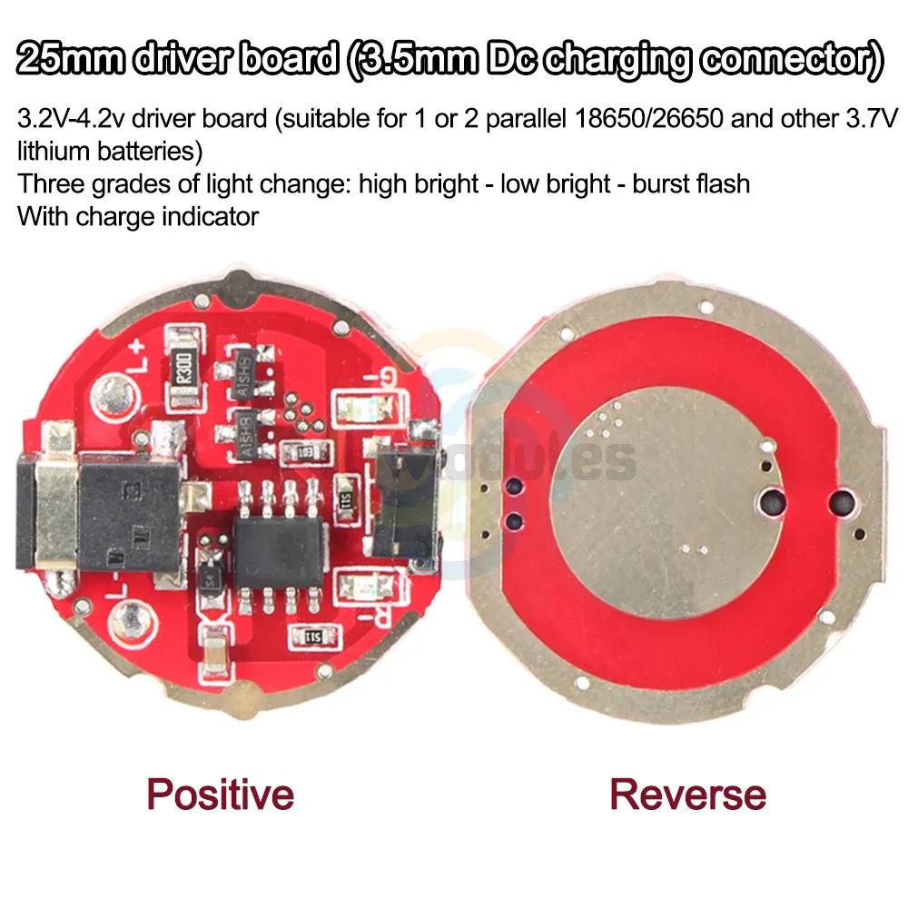 Ficklight LED -drivrutin 25mm 26mm 28mm USB28 3.7V CRUCIF TOBREL FÖR DIY FALLLIGHT TORCH Tillbehörsdelar