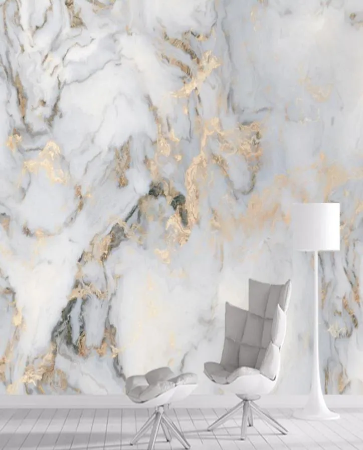 خلفيات مخصصة 3D Gold Marble Pattern Painting Wallpaper Wall لغرفة المعيشة أريكة الخلفية