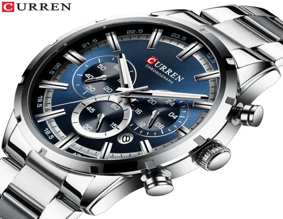 Relogio Masculino Curren Fashion Mens Watches Top Brand Luxury pols Quartz Clock Men Waterproof Chronograph 2203292925256